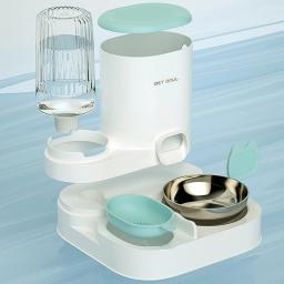 Alimentador automático do animal de estimação com grande capacidade, recipiente de alimento, alimentação de aço inoxidável tigela 2 em 1, cão e gato alimentador, fonte de água - Image 3