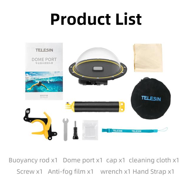 Telesin Porta Cúpula 6" para GoPro Hero 9-13 30m Impermeável
