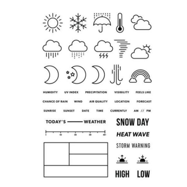 Sinais Meteorológicos KLJUYP: Carimbo Claro em Borracha de Silicone Transparente para Scrapbooking e Decoração de Álbum DIY