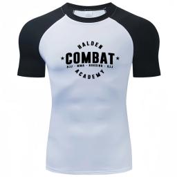 Camisas de compressão atléticas impressas para homens, secagem rápida, protetor de erupção respirável, tops apertados, MMA, BJJ, verão - Image 2