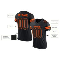 Jérsei personalizado do futebol do poliéster para homens, camisetas atléticas, cores pretas e alaranjadas, mangas curtas - Image 6