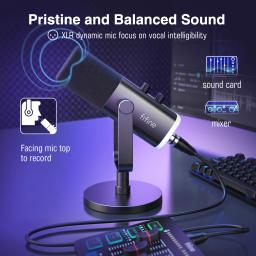 Fifine-usb/xlr microfone dinâmico com controle rgb/fone de ouvido/mudo, para pc, gravação de jogos, streaming, game-am8 - Image 2