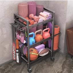Polia de camada dupla móvel esportes equipamentos fitness rack armazenamento cesta respirável yoga esteira espuma eixo armazenamento - Image 2