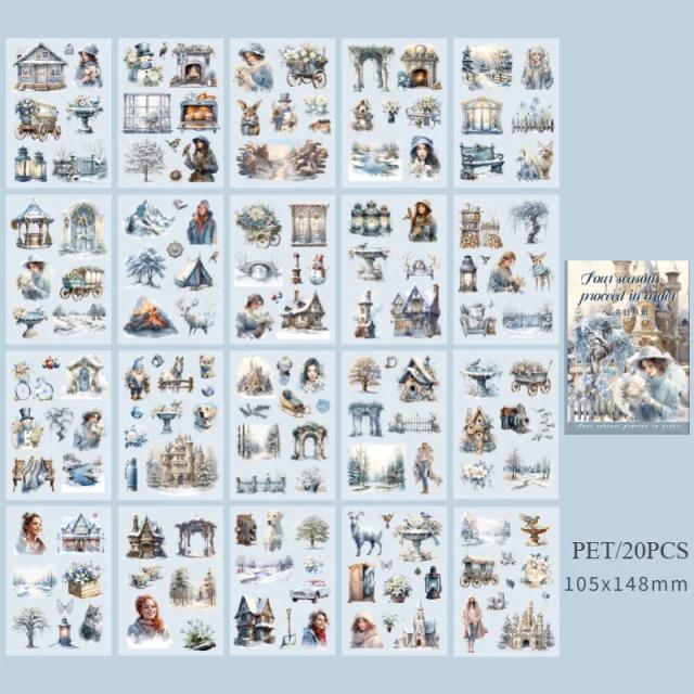 20 folhas adesivos para animais de estimação temporada série pet adesivos decorativos diário meninas scrapbooking material decoração álbum papelaria adesivos