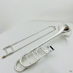 Trombone banhado a prata com acessórios de estojo, imagens reais, Jazz, Tenor, Bb, F, instrumentos musicais profissionais, 42GO - Image 1