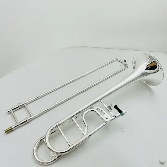 Trombone de Tenor em Prata com Acessórios e Estojo - Imagens Reais, Ideal para Jazz e Profissionais, Modelo Bb/F 42GO