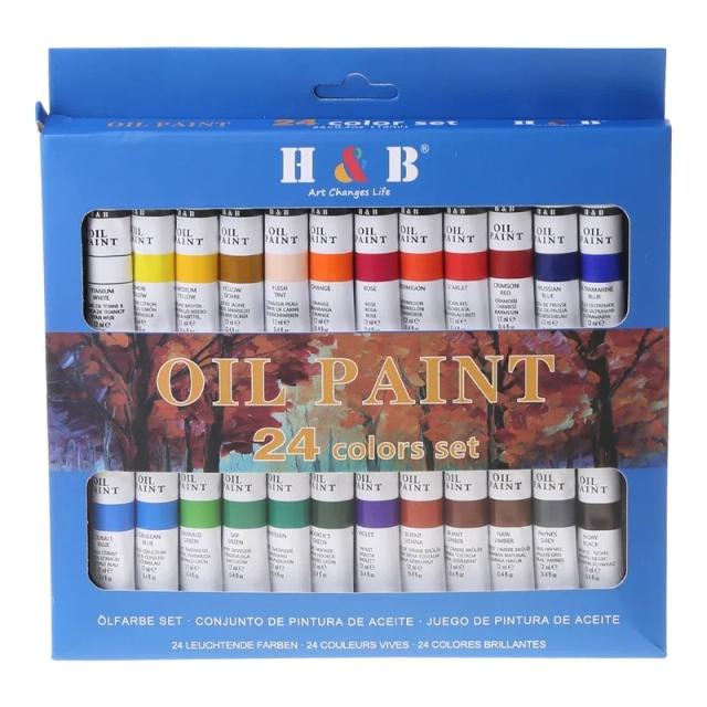 Pintura a Óleo Profissional Set com 24 Cores de Pigmento para Artistas Iniciantes - Tubos de 12ml da QXNF