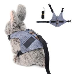 Animais de estimação ao ar livre suprimentos para coelho gato cobaia pequenos animais moda coelhos colete com trela coelho arreios acessórios mascota - Image 1