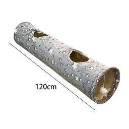 Túnel de gato dobrável Tubo com bola, cama de gatos luminosa, brinquedo longo, treinamento Puzzle, exercício Coelhos - Image 6