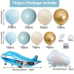 Conjunto de balões e guirlanda para decoração de festa, avião, nuvem, aniversário, casamento, graduação, 142 peças - Image 3