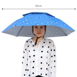 Portátil e dobrável chapéu guarda-chuva, impermeável, para pesca ao ar livre, camping, praia, tampa da cabeça, 55-95cm - Image 6