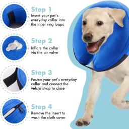 Colar inflável do cone do animal de estimação do colar macio do cone do cão do colar de elizabetano para cães grandes pequenos gatos e-collar para a recuperação da cirurgia dos cães - Image 2