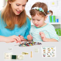 Kit de mosaico de vidro manchado para crianças, artesanato criativo, pena brilhante, DIY artes e ofícios, artesanato artesanal - Image 6