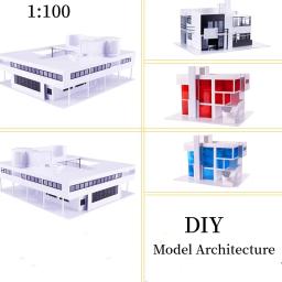 Conjunto de Construção Miniatura, Famoso Material Arquitectura, Casa Pré-fabricada, Modelo de Montagem, Brinquedo Artesanal, 1Pc, Escala 1:100 - Image 1