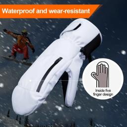 Luvas térmicas impermeáveis para homens e mulheres, tela sensível ao toque, neve mitten, luva ao ar livre, grossa, esqui, snowboard, snowmobile, inverno - Image 4