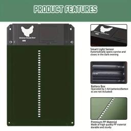 Porta automática do galinheiro para casa, sensor de luz, decoração agrícola prática, frango, animais de estimação, gaiola de pato, alta qualidade - Image 1