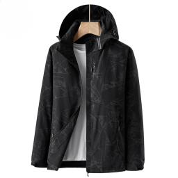 Jaqueta com capuz impermeável masculina, jaqueta de alpinismo estampada, monocromática, tendência de moda ao ar livre, novo armazenamento, outono - Image 4