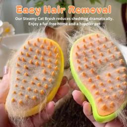 Escova de cabelo a vapor para animais de estimação, escova elétrica Spray, escova vaporosa do cão, massagem gato, pente pet, pentes depiladores, 3 em 1 - Image 2