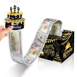 Money Box with Cake Card for Men and Women, Caixa de presente de aniversário Bombeamento engraçado Presentes de aniversário criativos 1pc - Image 1