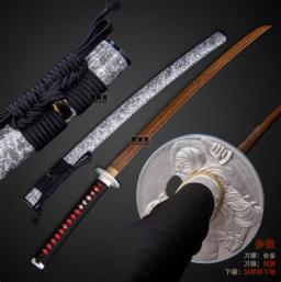 Espada samurai japonesa Katana Tachi, lâmina de madeira de wengué sólido de alta qualidade, acessórios de cobre/liga, não afiada - Image 1