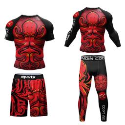 Quimono masculino de boxe, conjunto de camiseta e calça de Jiu Jitsu Mma, shorts esportivos simples Bjj Rashguard, roupas de ginástica, Boxeo Sportswear, novo - Image 5