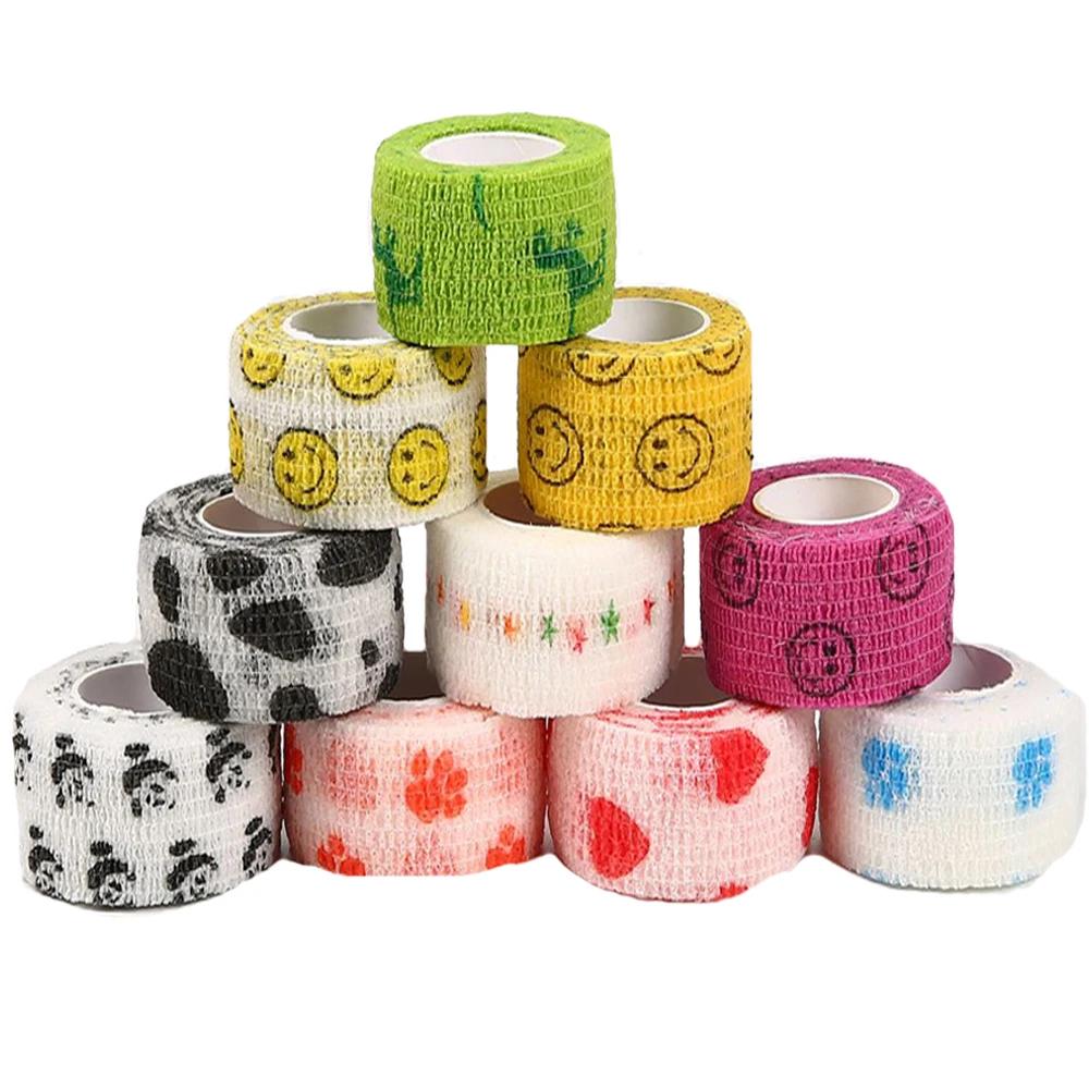 Bandagem auto-adesiva para os primeiros socorros dos animais de estimação, 5 pçs/set, 5cm de largura, colorido, respirável, estiramento, bandagem - Image 1