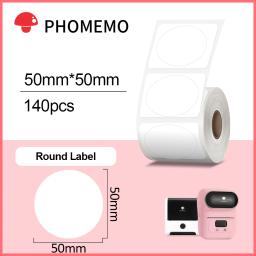 Etiqueta impermeável da identificação da etiqueta da etiqueta térmica autoadesiva redonda branca de phoemo para a impressora da etiqueta m110/m200/m220 - Image 1