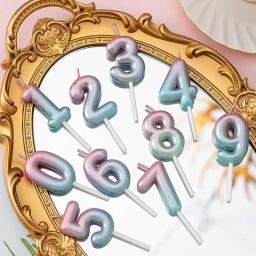 Bolo de feliz aniversário Decorado Velas Digitais, Delicado Doce Cor Infantil, 0-9 Velas Número, Decoração Colorida para Festa - Image 1