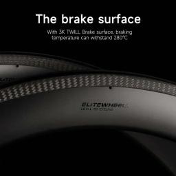 ELITEWHEELS 700c Aro de Carbono Clincher Tubeless V Freio Para Bicicleta Ciclismo 30mm/38mm/50mm/55mm/60mm/82mm - Image 4