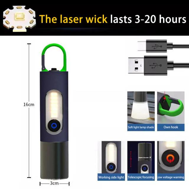 Lanterna LED Zoom Multifuncional Xiaomi: Iluminação de Longo Alcance, Portátil e Recarregável para Acampamentos e Aventuras ao Ar Livre