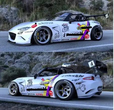Conjunto de Decalques e Adesivos para Modelos RC na Escala 1/10 a 1/28 - Estilo Corrida e Deriva para MX5