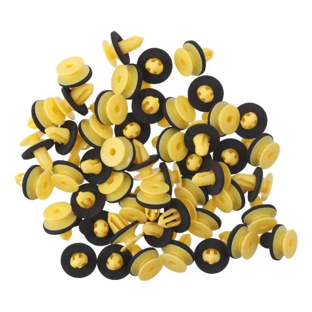 Kit de 50 Clipes de Nylon Amarelo para Guarnição do Painel do Porta do Carro - Peça de Reposição 11610606
