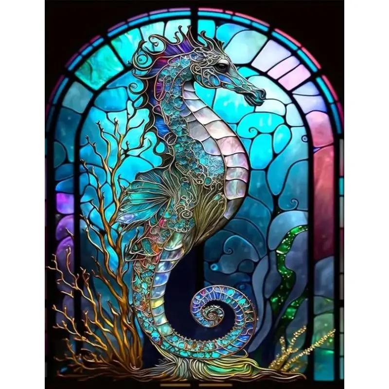 Kits De Pintura De Mosaico De Diamante Para Adultos, Seahorse Gem Art, 5D Gem, Broca Completa - Image 1