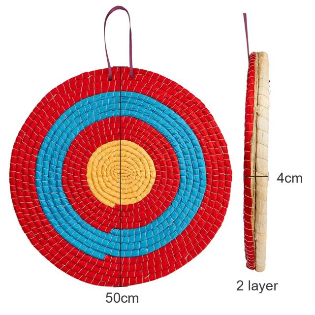 Alvo Tradicional Artesanal de Palha para Arco e Flecha - 50cm com Duas Camadas e Espessura de 4cm