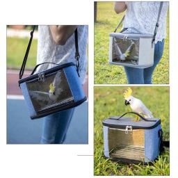 67je gaiola transportadora pássaros, bolsa viagem dobrável portátil para pássaros pequenos, papagaio com janela - Image 1