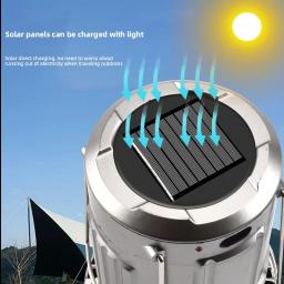 Portátil LED Camping Lights, carga solar, recarregável, luz noturna, pendurado, barraca, peixe, lanterna, lâmpada multifuncional com ventilador - Image 3
