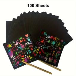 Handmade Note Cards, Dazzling Scratch Pintura, Pai Filho, 100Pcs - Image 5