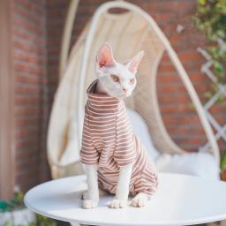Macacão de algodão descascado para gatos, casaco de 4 pernas para Sphnx, camiseta de mangas compridas para gatinhos, Devon Rex, roupas de inverno - Image 3