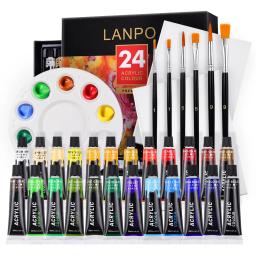 Conjunto De Tinta Acrílica Para Vestuário De Tecido, Pigmentos Ricos Para Artistas, Tubo 12ml, 12 24 Cores - Image 1