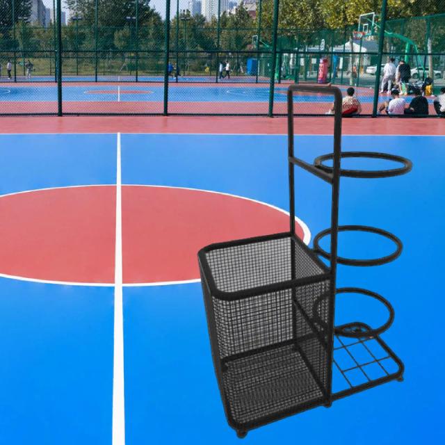 Rack de Armazenamento Portátil para Basquete e Esportes - Suporte para Bolas de Futebol, Rugby e Ginásio com 3 Níveis para Interior e Exterior