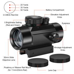 Red Green Dot Sight Riflescope, 3-Point, Visão Besta, Caça Óptica, Reflex, Rifle, Shotgun, Âmbito Arco Composto - Image 2