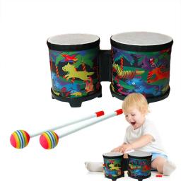 Tambor de mão bonito para crianças, instrumento de percussão, brinquedo musical, tambor artesanal, 2 baquetas coloridas - Image 1