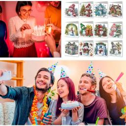 RUOPOTY-Pintura Diamante Cartões De Natal, Diamante Bordado DIY, Presente De Natal, Festa De Saudação Com Conjunto De Cartão Envelope, 12Pcs - Image 6