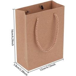 Sacos de presente reutilizáveis Kraft com alça, sacos de festa, presente tratar, sacola para aniversário, casamento, 4,7x2x6 polegadas, 20pcs - Image 2