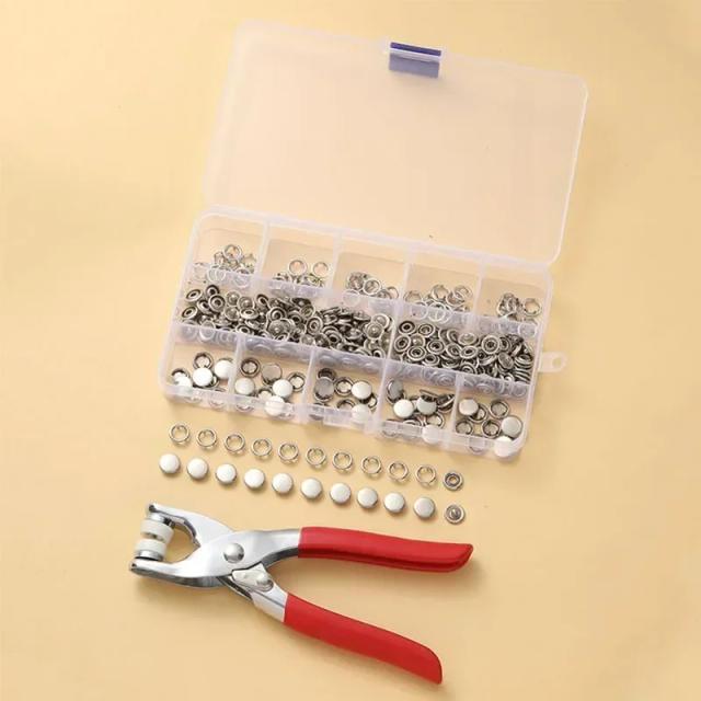 Conjunto de Ferramentas para Instalação de Botões de Costura de Metal Colorido - 50 e 100 Peças para Roupas e Sacos