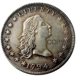 US 1794 Banhado A Prata Cabelo Fluindo Dólar, Copiar Moeda - Image 2