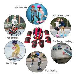 Capacetes esportivos para crianças, joelheiras, cotoveleiras, skate, ciclismo, Hoverboard, patins, basquete, futebol, 7pcs, conjunto - Image 3