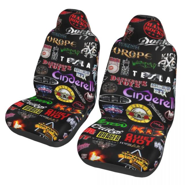 Capa de Assento de Carro Personalizada com Estampa de Guitarra de Banda de Rock Gótico dos Anos 80 - Protetor Frontal Universal e Acessórios Conjunto Almofada