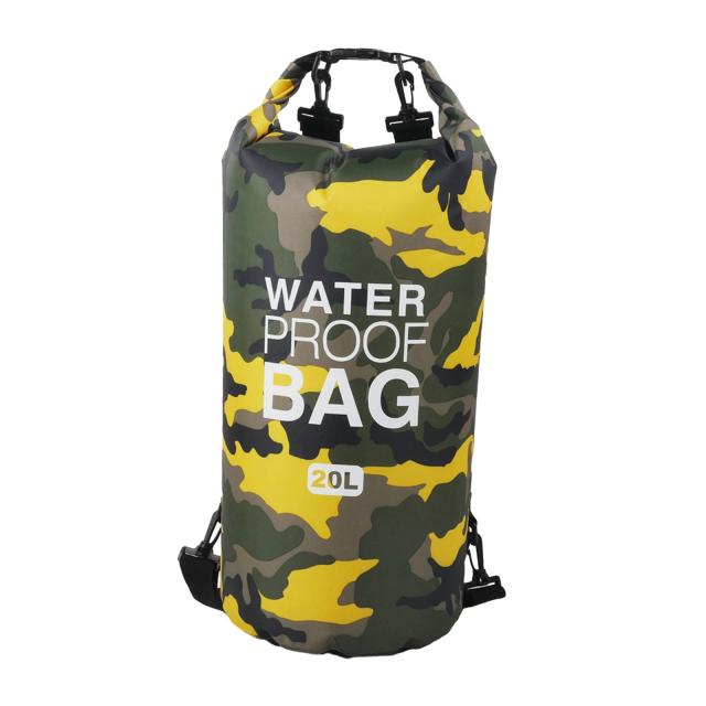Saco impermeável de natação e pesca em camuflagem - opções de 2L, 5L e 10L para caiaque e rafting