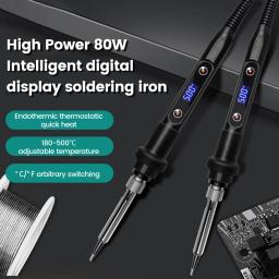 Display Digital LED de Alta Potência Ferro De Solda, Temperatura Ajustável, 80W, 220V, 110V - Image 3